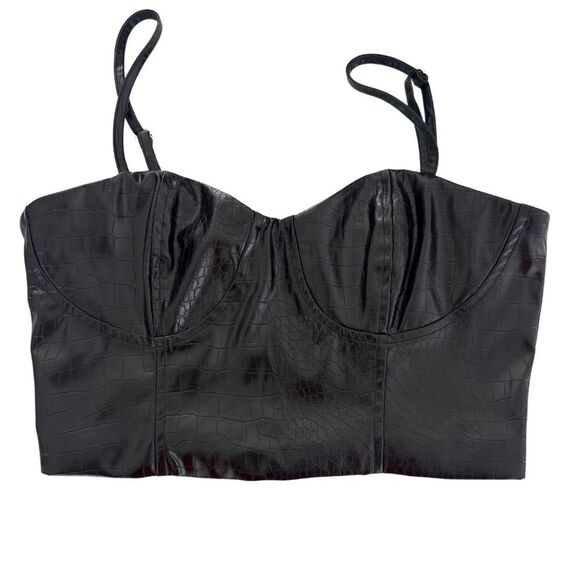 DAY+MOON NWT Women’s Faux Alligator Bustier Size M Black Cropped Tank - Picture 1 of 5